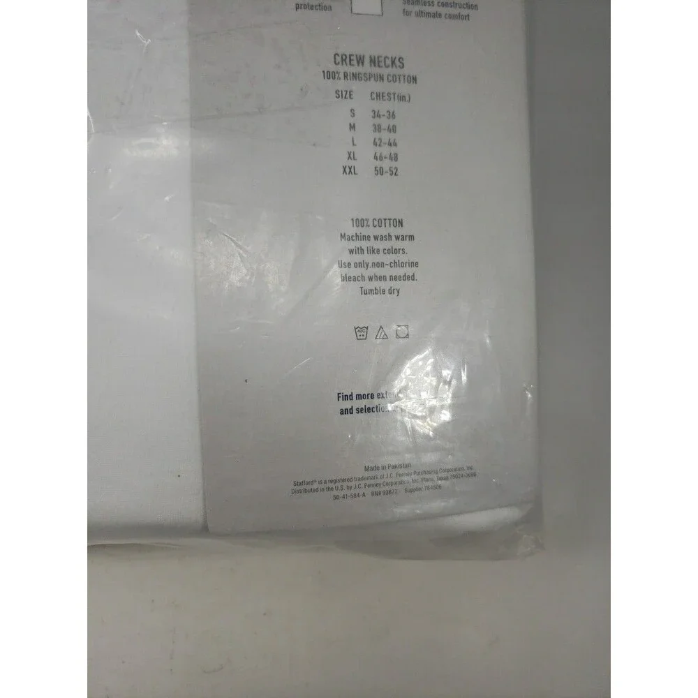Stafford JCP Large 4 Crew Neck T-Shirts 100% Cotton Ultra Soft NOS Open Package